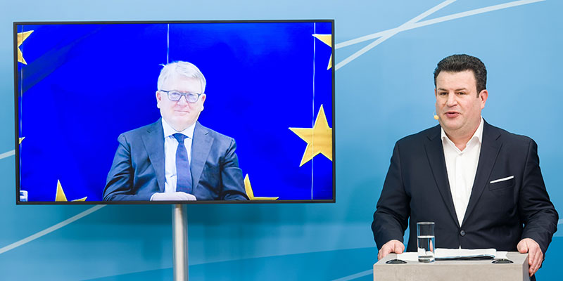 EU-Kommissar Nicolas Schmit und Bundesminister Hubertus Heil