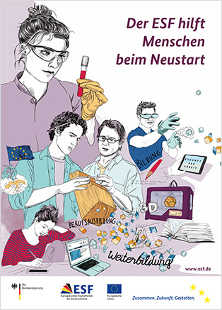 ESF-Plakat und Postkarte "Der ESF hilft Menschen beim Neustart" (Motiv B)
