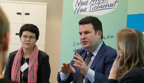 Christine Scherer, Bundesarbeitsminister Hubertus Heil, Rona Tietje